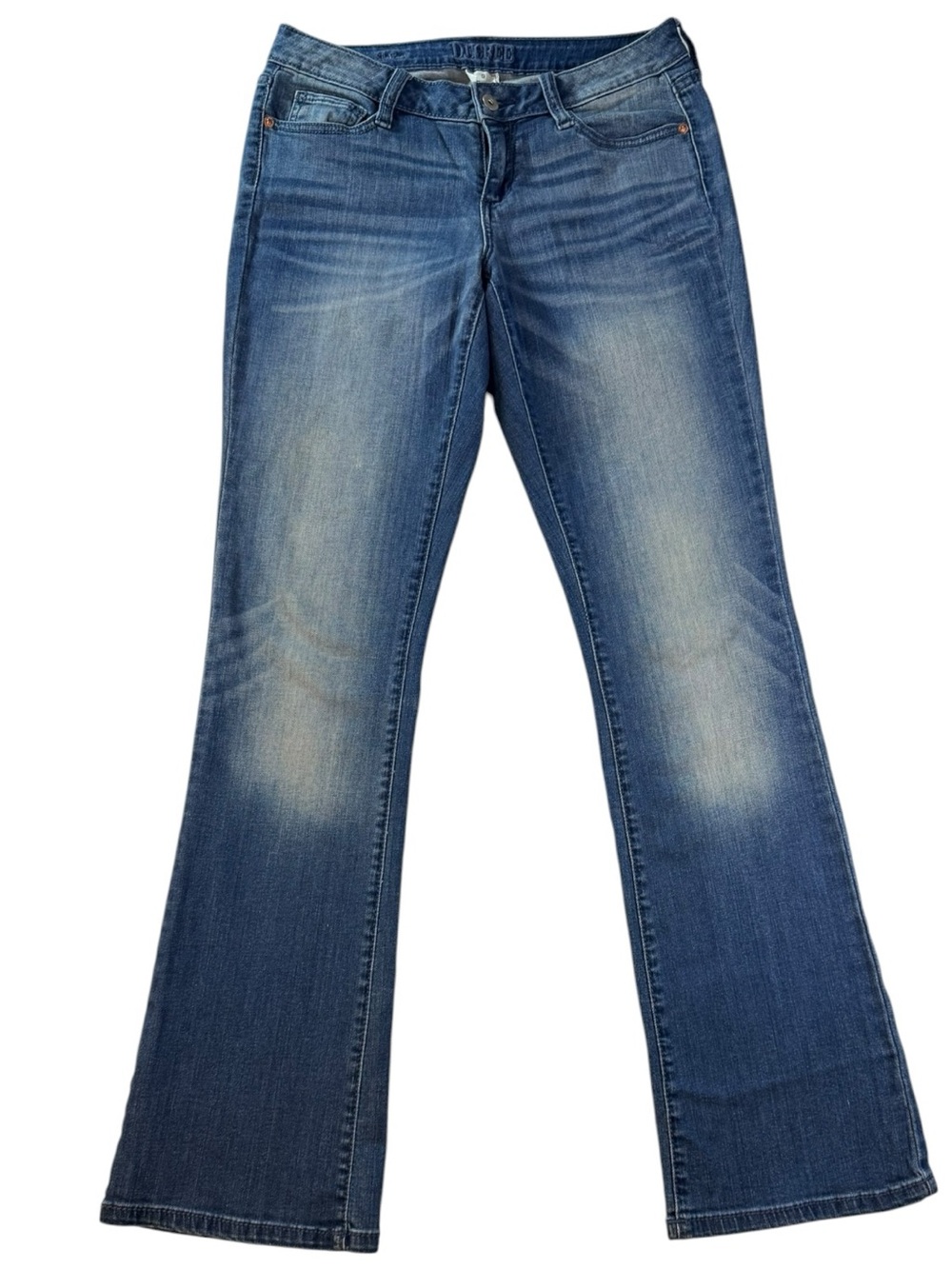 Decree Women's Dark Blue Flare Jeans with Embroidered Back Pocket Low Rise